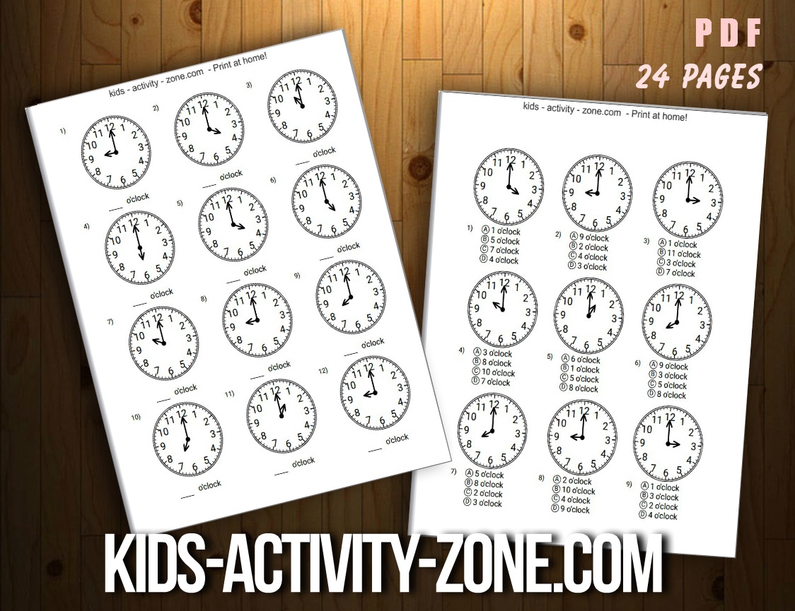 Learn the clock! - Worksheets for kids